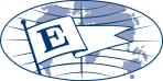 President’s “E” award logo with blue lines and white background